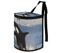DWTJKMS Killer Whale Car Trash Can with Lid Large Capacity Hanging Auto Trash Bin Leak-Proof Waterproof Trash Bin Cars Must Haves Interior Accessories
