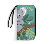 DWTJKMS Koala Vine Cartoon Long Wallet Slim PU Leather Wallets for Men Women Minimalist Wallet with Card Slots, white, 19.7x10.5cm