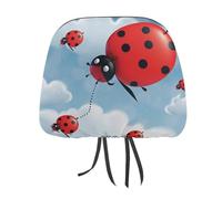 DWTJKMS Ladybug and Cloud Car Seat Headrest Cover 1 PCS Adjustable Reusable, Auto Interior Seat Accessories Cute Vintage Car Headrest Protector Seats Cover,for Most Cars