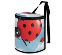 DWTJKMS Ladybug and Cloud Car Trash Can with Lid Large Capacity Hanging Auto Trash Bin Leak-Proof Waterproof Trash Bin Cars Must Haves Interior Accessories