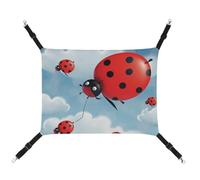 DWTJKMS Ladybug and Cloud Cat Hammock Soft Sleeping Hammocks Adjustable Pet Hammock All Season Use for Cats, Ferret, Puppy, Rabbits, Small Animals (Classical)