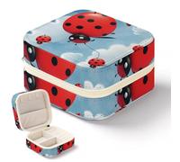 DWTJKMS Ladybug And Cloud Travel Jewelry Case, Mini Jewelry Holder Organizer Box Multi-functional Jewellery Box for Ring Earrings Necklace Bangle,Gifts for Women