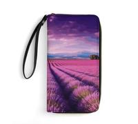 DWTJKMS Lavender Fields Long Wallet Slim PU Leather Wallets for Men Women Minimalist Wallet with Card Slots, white, 19.7x10.5cm