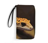 DWTJKMS Leopard Little Gecko Long Wallet Slim PU Leather Wallets for Men Women Minimalist Wallet with Card Slots, white, 19.7x10.5cm