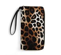 DWTJKMS Leopard Print Long Wallet Slim PU Leather Wallets for Men Women Minimalist Wallet with Card Slots, white, 19.7x10.5cm