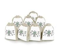 DWTJKMS Line Robot Gift Pouches 8PCS Portable Small Drawstring Storage Bags Pouches Reusable Cotton Linen Bunches Pocket For Wedding, Travel, Office, Workout (Unisex)