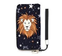 DWTJKMS Lion And Stars Long Wallet Slim PU Leather Wallets for Men Women Minimalist Wallet with Card Slots, white, 20x10.5cm