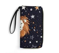DWTJKMS Lion And Stars Long Wallet Slim PU Leather Wallets for Men Women Minimalist Wallet with Card Slots, white, 19.7x10.5cm