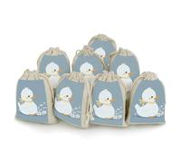 DWTJKMS Little White Duck Gift Pouches 8PCS Portable Small Drawstring Storage Bags Pouches Reusable Cotton Linen Bunches Pocket For Wedding, Travel, Office, Workout (Unisex)