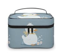 DWTJKMS Little White Duck Makeup Bag, Cosmetic Organizer Case Large Portable Capacity Make Up Bags Women Travel Toiletry Bags with Handle And Divider