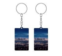 DWTJKMS Los Angeles Skyline Keychain Acrylic Funny Key Finder Cute Pattern Keyring Bag Charms Key Pendants Mini Car Key Chains Purse Accessories Party Gift for Men Women, White, 5x3cm