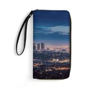 DWTJKMS Los Angeles Skyline Long Wallet Slim PU Leather Wallets for Men Women Minimalist Wallet with Card Slots, white, 19.7x10.5cm