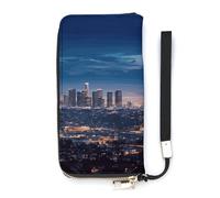 DWTJKMS Los Angeles Skyline Long Wallet Slim PU Leather Wallets for Men Women Minimalist Wallet with Card Slots, white, 20x10.5cm
