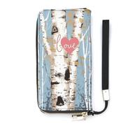DWTJKMS Love Birch Tree Long Wallet Slim PU Leather Wallets for Men Women Minimalist Wallet with Card Slots, white, 20x10.5cm