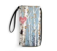 DWTJKMS Love Birch Tree Long Wallet Slim PU Leather Wallets for Men Women Minimalist Wallet with Card Slots, white, 19.7x10.5cm