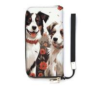 DWTJKMS Lovely Dogs Long Wallet Slim PU Leather Wallets for Men Women Minimalist Wallet with Card Slots, white, 20x10.5cm