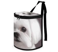 DWTJKMS Lovely Maltese Dog Car Trash Can with Lid Large Capacity Hanging Auto Trash Bin Leak-Proof Waterproof Trash Bin Cars Must Haves Interior Accessories