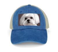 DWTJKMS Lovely Maltese Dog Sport Hat for Men Women Hollow Cowboy Hat Adjustable Baseball Cap Embroidery Hats Apparel Gifts Accessories Dark Blue-Style