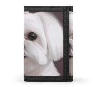 DWTJKMS Lovely Maltese Dog Wallet Minimalist Mens Slim Trifold Wallets Modern Fashion Wallets Anti-Theft Wallet Holds Cards And Cash