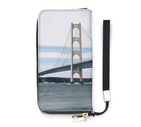DWTJKMS Mackinac Suspension Bridge Long Wallet Slim PU Leather Wallets for Men Women Minimalist Wallet with Card Slots, white, 20x10.5cm