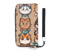 DWTJKMS Many Cartoon Cats Long Wallet Slim PU Leather Wallets for Men Women Minimalist Wallet with Card Slots, white, 20x10.5cm