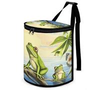 DWTJKMS Many Frogs Sing on The Branches Summer Butterflies Lake Water Car Trash Can with Lid Large Capacity Hanging Auto Trash Bin Leak-Proof Waterproof Trash Bin Cars Must Haves Interior Accessories
