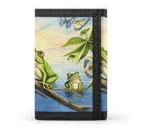 DWTJKMS Many Frogs Sing on The Branches Summer Butterflies Lake Water Wallet Minimalist Mens Slim Trifold Wallets Modern Fashion Wallets Anti-Theft Wallet Holds Cards And Cash