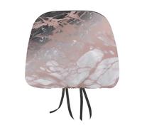 DWTJKMS Marble Color Rose Gold Car Seat Headrest Cover 1 PCS Adjustable Reusable, Auto Interior Seat Accessories Cute Vintage Car Headrest Protector Seats Cover,for Most Cars