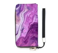 DWTJKMS Marble Purple Colorful Long Wallet Slim PU Leather Wallets for Men Women Minimalist Wallet with Card Slots, white, 20x10.5cm