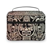 DWTJKMS Mayan Calendar End Of The World Makeup Bag, Cosmetic Organizer Case Large Portable Capacity Make Up Bags Women Travel Toiletry Bags with Handle And Divider
