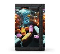 DWTJKMS Medicine Pills Wallet Minimalist Mens Slim Trifold Wallets Modern Fashion Wallets Anti-Theft Wallet Holds Cards And Cash