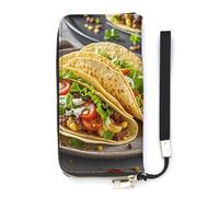 DWTJKMS Mexican Food Long Wallet Slim PU Leather Wallets for Men Women Minimalist Wallet with Card Slots, white, 20x10.5cm