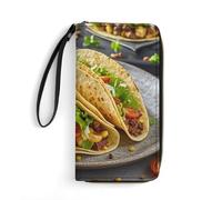 DWTJKMS Mexican Food Long Wallet Slim PU Leather Wallets for Men Women Minimalist Wallet with Card Slots, white, 19.7x10.5cm