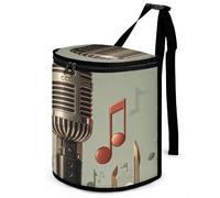DWTJKMS Microphone with Music Note Car Trash Can with Lid Large Capacity Hanging Auto Trash Bin Leak-Proof Waterproof Trash Bin Cars Must Haves Interior Accessories