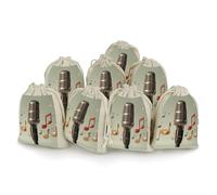DWTJKMS Microphone with Music Note Gift Pouches 8PCS Portable Small Drawstring Storage Bags Pouches Reusable Cotton Linen Bunches Pocket For Wedding, Travel, Office, Workout (Unisex)
