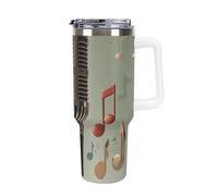 DWTJKMS Microphone with Music Note Stainless Steel Tumbler 40 Oz Leak-proof Large Capacity Car Cup with Handle Straw Double Wall Vacuum Insulated Cup Reusable Keeps Cold Or Hot White-style