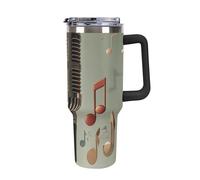 DWTJKMS Microphone with Music Note Stainless Steel Tumbler 40 Oz Leak-proof Large Capacity Car Cup with Handle Straw Double Wall Vacuum Insulated Cup Reusable Keeps Cold Or Hot Black-style
