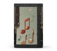 DWTJKMS Microphone with Music Note Wallet Minimalist Mens Slim Trifold Wallets Modern Fashion Wallets Anti-Theft Wallet Holds Cards And Cash