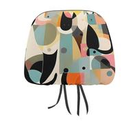 DWTJKMS Mid-Century Modern Art Cat Car Seat Headrest Cover 2 PCS Adjustable Reusable, Auto Interior Seat Accessories Cute Vintage Car Headrest Protector Seats Cover,for Most Cars