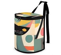 DWTJKMS Mid-Century Modern Art Cat Car Trash Can with Lid Large Capacity Hanging Auto Trash Bin Leak-Proof Waterproof Trash Bin Cars Must Haves Interior Accessories