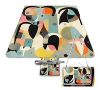 DWTJKMS Mid-Century Modern Art Cat Picnic Mat, Foldable Waterproof Sand Mat with Tote Bag Large Outdoor Picnic Mats 58" X 58" Camping Blanket for Beach, Park, Travel