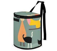 DWTJKMS Mid-Century Modern Art Cats Car Trash Can with Lid Large Capacity Hanging Auto Trash Bin Leak-Proof Waterproof Trash Bin Cars Must Haves Interior Accessories