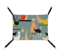 DWTJKMS Mid-Century Modern Art Cats Cat Hammock Soft Sleeping Hammocks Adjustable Pet Hammock All Season Use for Cats, Ferret, Puppy, Rabbits, Small Animals (Classical)