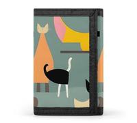 DWTJKMS Mid-Century Modern Art Cats Wallet Minimalist Mens Slim Trifold Wallets Modern Fashion Wallets Anti-Theft Wallet Holds Cards And Cash