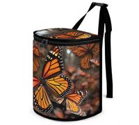 DWTJKMS Monarch Butterflies Car Trash Can with Lid Large Capacity Hanging Auto Trash Bin Leak-Proof Waterproof Trash Bin Cars Must Haves Interior Accessories