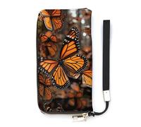 DWTJKMS Monarch Butterflies Long Wallet Slim PU Leather Wallets for Men Women Minimalist Wallet with Card Slots, white, 20x10.5cm