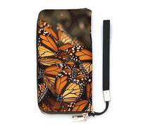DWTJKMS Monarch Butterflies Long Wallet Slim PU Leather Wallets for Men Women Minimalist Wallet with Card Slots, white, 20x10.5cm