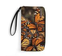 DWTJKMS Monarch Butterflies Long Wallet Slim PU Leather Wallets for Men Women Minimalist Wallet with Card Slots, white, 19.7x10.5cm