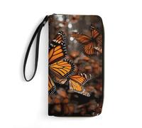 DWTJKMS Monarch Butterflies Long Wallet Slim PU Leather Wallets for Men Women Minimalist Wallet with Card Slots, white, 19.7x10.5cm