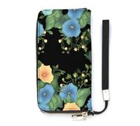 DWTJKMS Morning Glory Long Wallet Slim PU Leather Wallets for Men Women Minimalist Wallet with Card Slots, white, 20x10.5cm